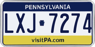 PA license plate LXJ7274