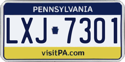 PA license plate LXJ7301