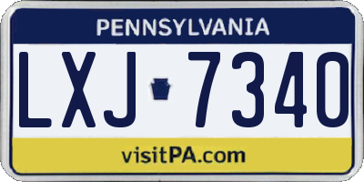 PA license plate LXJ7340