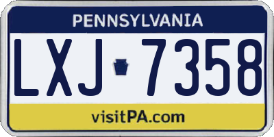 PA license plate LXJ7358