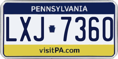 PA license plate LXJ7360