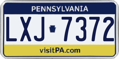 PA license plate LXJ7372