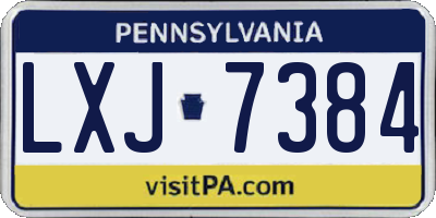 PA license plate LXJ7384