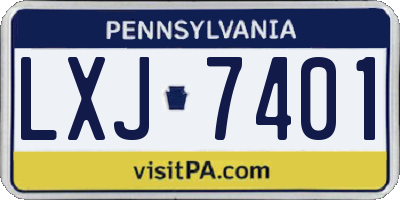 PA license plate LXJ7401