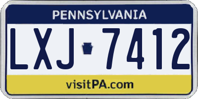 PA license plate LXJ7412