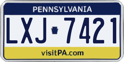 PA license plate LXJ7421