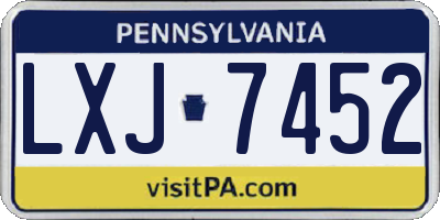 PA license plate LXJ7452