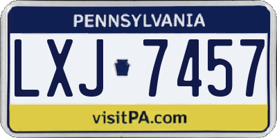 PA license plate LXJ7457