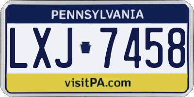 PA license plate LXJ7458
