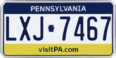PA license plate LXJ7467