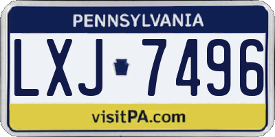 PA license plate LXJ7496