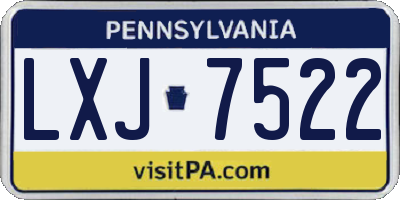 PA license plate LXJ7522