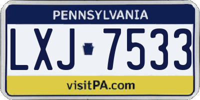 PA license plate LXJ7533