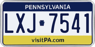 PA license plate LXJ7541
