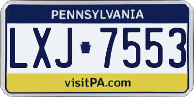 PA license plate LXJ7553