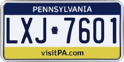 PA license plate LXJ7601