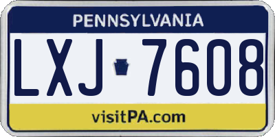 PA license plate LXJ7608