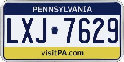 PA license plate LXJ7629