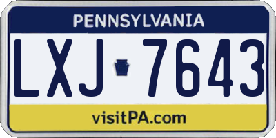 PA license plate LXJ7643