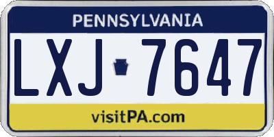 PA license plate LXJ7647
