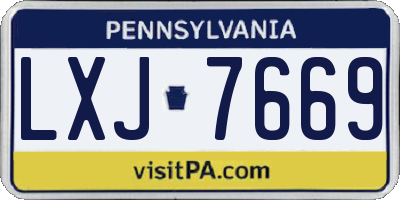 PA license plate LXJ7669