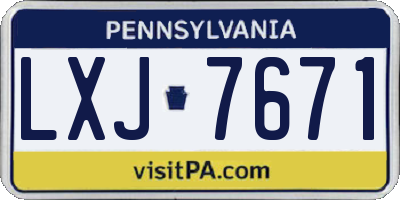 PA license plate LXJ7671