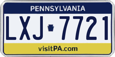 PA license plate LXJ7721