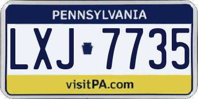 PA license plate LXJ7735
