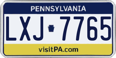 PA license plate LXJ7765