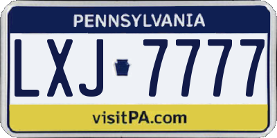 PA license plate LXJ7777
