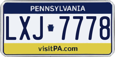 PA license plate LXJ7778