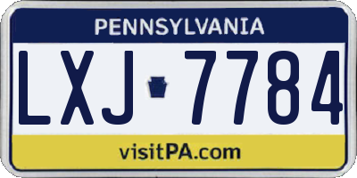 PA license plate LXJ7784