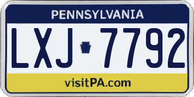PA license plate LXJ7792