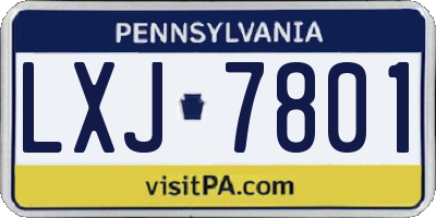 PA license plate LXJ7801