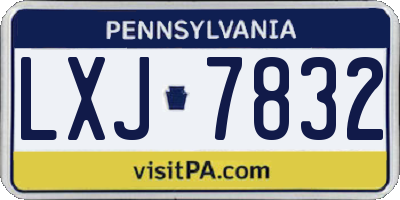 PA license plate LXJ7832