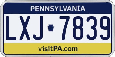 PA license plate LXJ7839