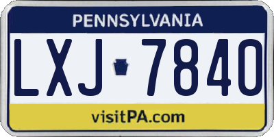 PA license plate LXJ7840