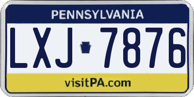 PA license plate LXJ7876
