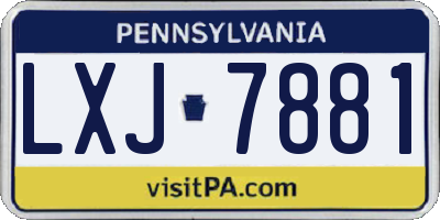 PA license plate LXJ7881