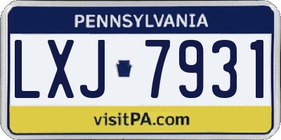PA license plate LXJ7931