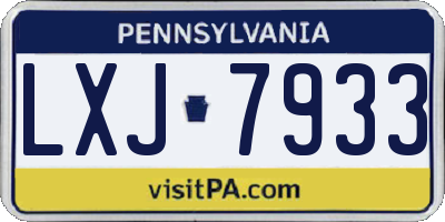 PA license plate LXJ7933