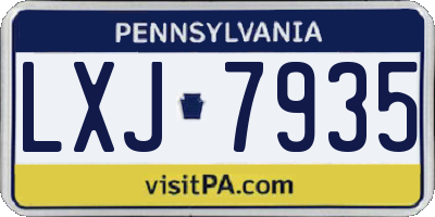 PA license plate LXJ7935