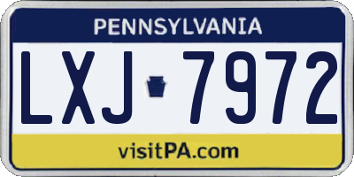 PA license plate LXJ7972