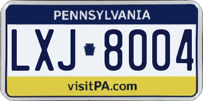 PA license plate LXJ8004