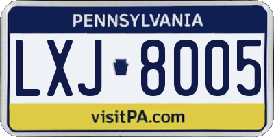 PA license plate LXJ8005