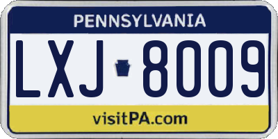 PA license plate LXJ8009