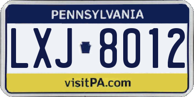 PA license plate LXJ8012
