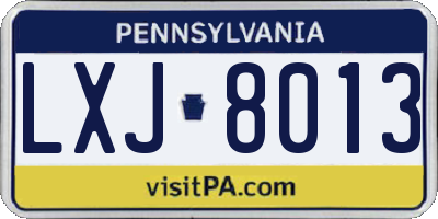 PA license plate LXJ8013