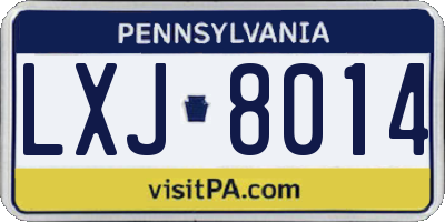 PA license plate LXJ8014