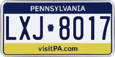 PA license plate LXJ8017